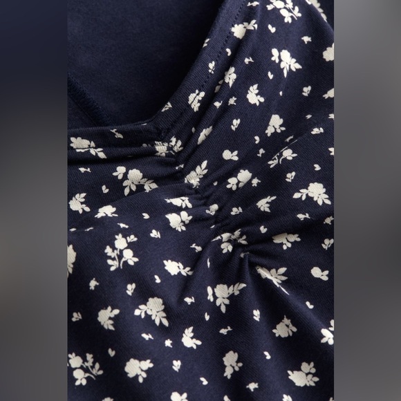 Cap-sleeved Jersey Dress in Navy Blue/Floral in Size M from H&M - Picture 7 of 7